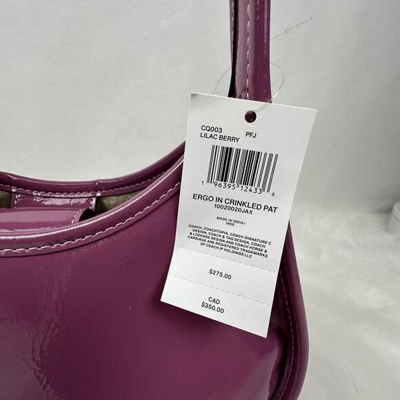 Coach Ergo Shoulder Bag In Coachtopia Leather In Lilac Berry Purple CQ003 NWT - Picture 4 of 7